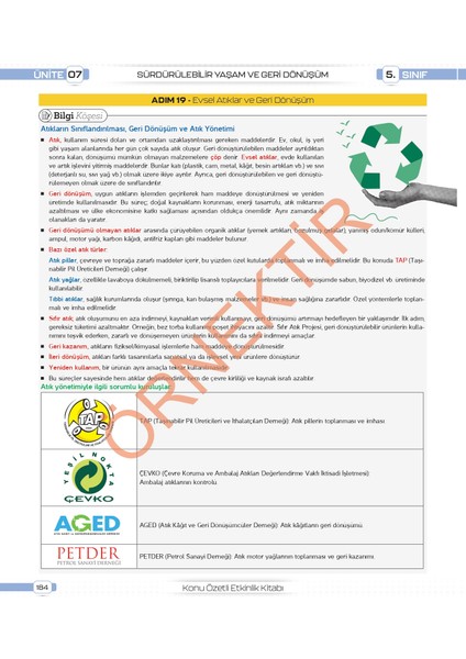 5. Sınıf Tüm Dersler Konu Özetli Yazılı Hazırlık Seti 1 ve 2. Dönem