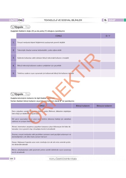 5. Sınıf Tüm Dersler Konu Özetli Yazılı Hazırlık Seti 1 ve 2. Dönem