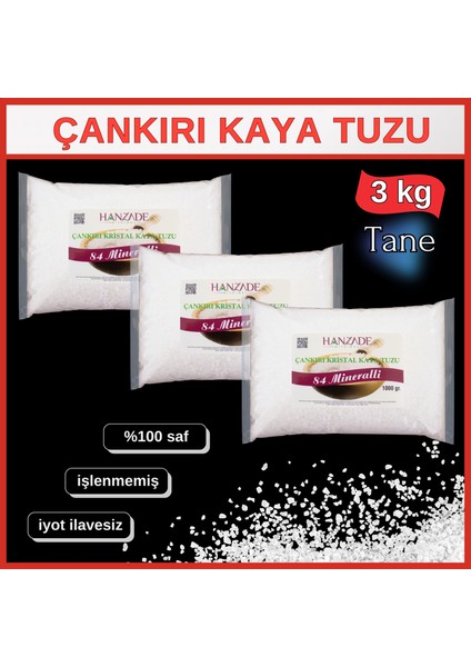 84 Mineralli Çankırı Kristal Tane Kaya Tuzu 3 Kg