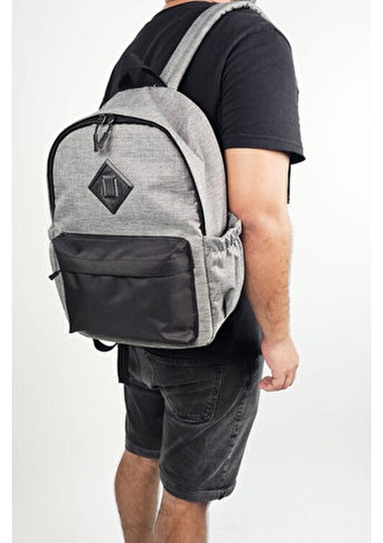 Gri Renk Sırt Çantası Spor Çantası - Gri Okul Çantası Günlük Kullanım Çanta