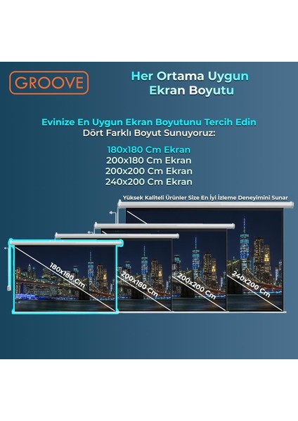 Vizio Pro 180X180CM Blackout Işık Geçirmez Elektrikli Otomatik Kumandalı Projeksiyon Perdesi +Motorlu+Canlı Renkler+Göz Koruması+Leke Tutmaz Projector fiyatları