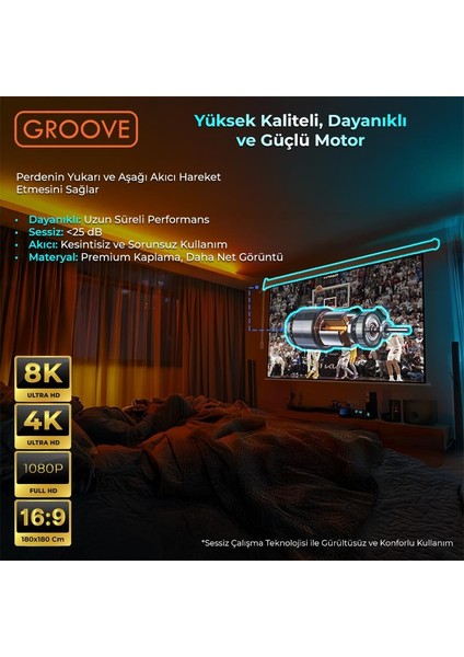 Vizio Pro 180X180CM Blackout Işık Geçirmez Elektrikli Otomatik Kumandalı Projeksiyon Perdesi +Motorlu+Canlı Renkler+Göz Koruması+Leke Tutmaz Projector fırsatları
