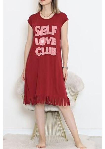 Desenli Püsküllü Viskon Penye Günlük Elbise