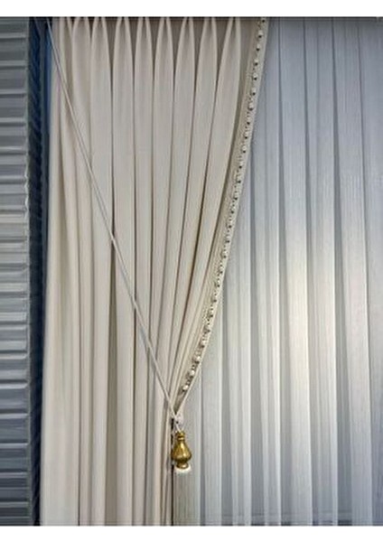 Beyaz Tül Perde Kalın Yapı Yıkanabilir 1 Adet Şık Çizgili Tasarım modelleri