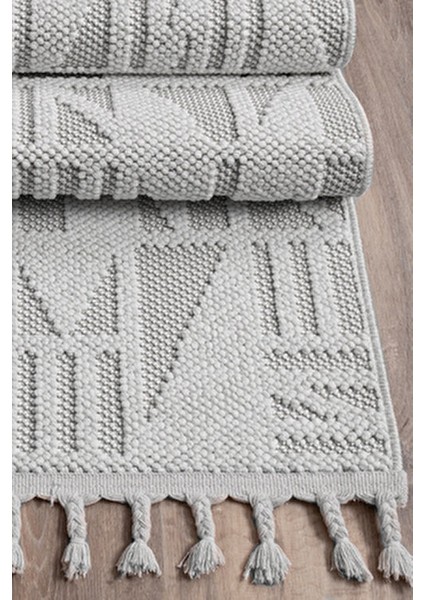 BUKLE11883 Beyaz Yumuşak Dokulu Halı Kilim Salon Mutfak Koridor Kesme Yolluk Dokuma Makine Halısı