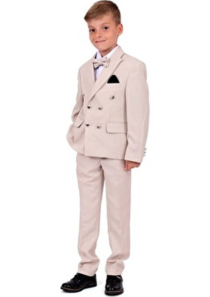 Bej Kruvaze Kesim Erkek Çocuk Takım Elbise Regular Fit MNK5689 modelleri