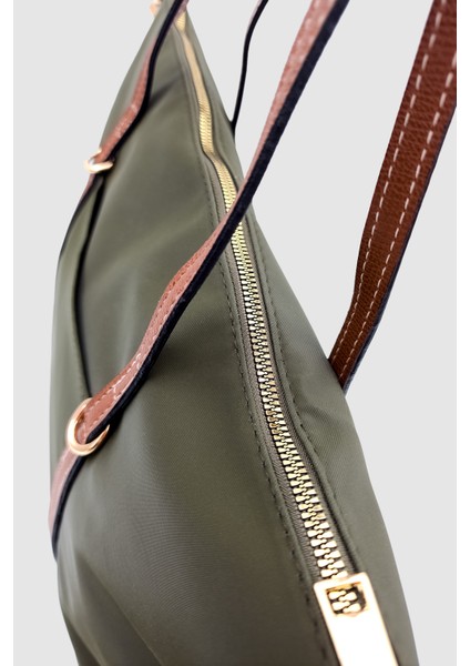 Velie Paraşüt Kumaş Şeritli Shopper Çanta Haki-Taba indirimleri