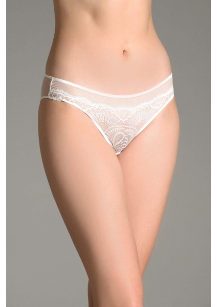 Kadın Dantelli Transparan Ekru Slip Külot C9T1N0O3363