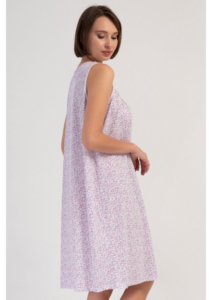 Kadın Büyük Beden Geniş Askı Pembe Gecelik %100 Pamuk C5T7N7O161