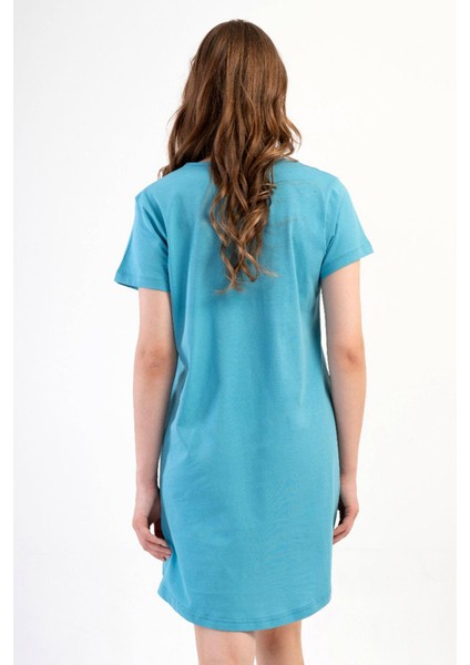 Kadın Büyük Beden Kısa Kol Turkuaz Tunik C3T6N0O014 fırsatları