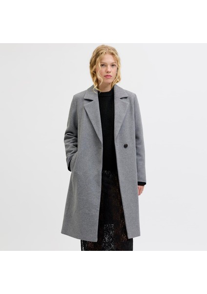 Kadin Dügme Kapamali Yün Kaban - Elle