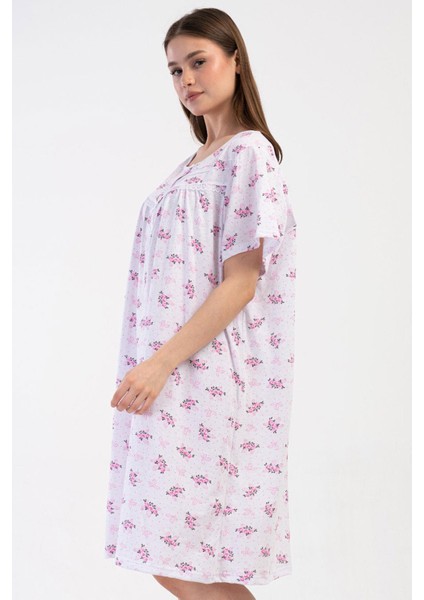 Kadın Büyük Beden Kısa Kol Pembe Gecelik %100 Pamuk C5T8N7O161 fiyatları