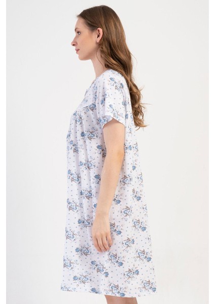 Kadın Büyük Beden Kısa Kol Mavi Gecelik %100 Pamuk C4T8N7O161 modelleri