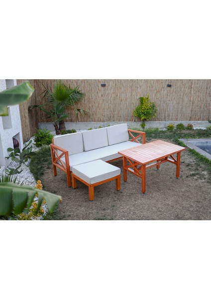 Ahşap Bahçe Balkon Takımı L Koltuk l Dış Mekan Dayanıklı