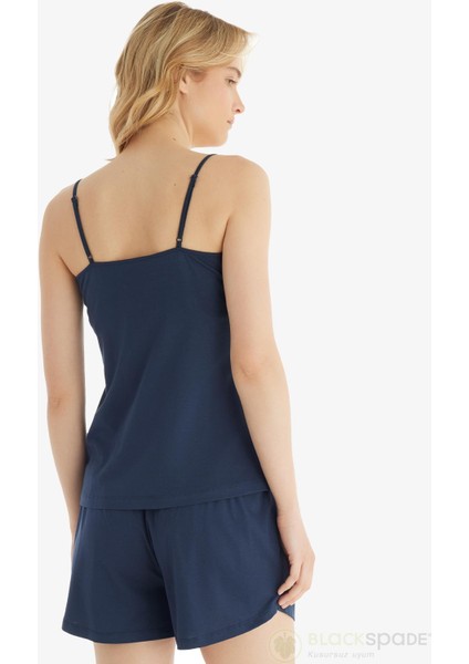 Kadın Şortlu Ince Askı Lacivert Pijama Takımı C1T4N8O15 fiyatları