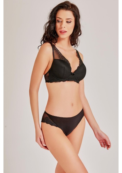 Kadın Siyah Dantelli Çıkarılabilir Süngerli Sütyen C3T9N1O2