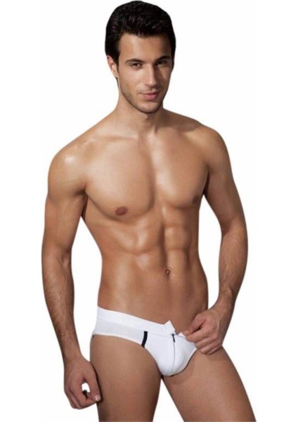 Erkek Modal Fermuarlı Beyaz Slip 1269-CH