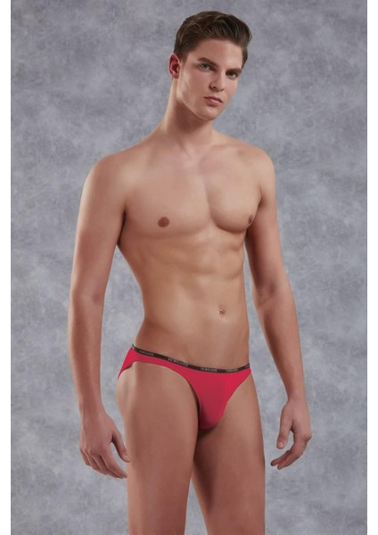 Erkek Polyamid Ince Bel Bantlı Kırmızı Slip 1395
