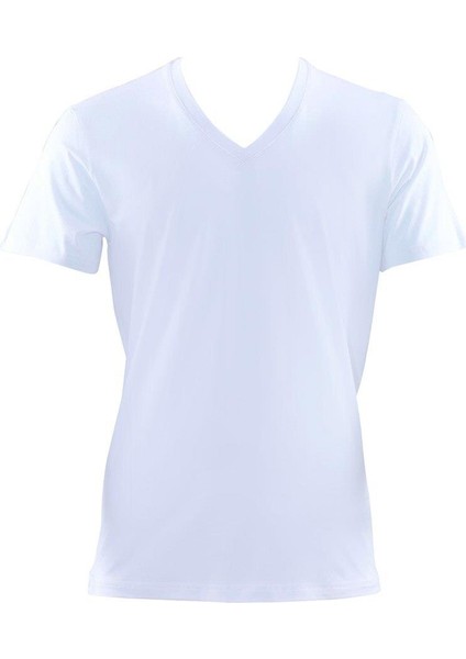 Erkek Aura Beyaz Kısa Kol V Yaka T-Shirt C8T0N5O9 modelleri