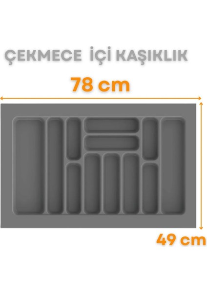 Çekmece Içi Kaşıklık ve Kepçelik Düzenleyici – Gri 78X49 cm (78,5X40 cm Kadar Kesilebilir)