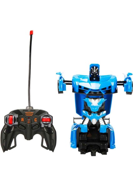 Işıklı USB Şarjlı Uzaktan Kumandalı Arabaya Dönüşebilen Robot - Mavi fiyatları