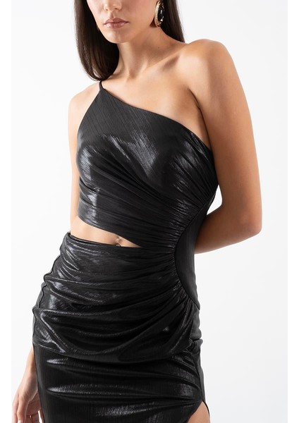 Pailhas Ince Tek Askılı Beli Açık Uzun Abiye Elbise Siyah modelleri