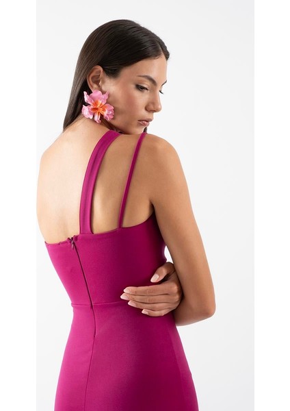 Firenza Asimetrik Yakaı Kısa Abiye Elbise Menekse fırsatları