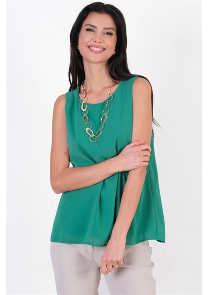 Loretana Kolsuz Rahat Kesim Bluz Yeşil