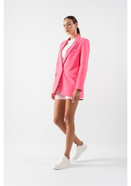 Foscarino Tek Düğme Blazer Ceket Koyu Pembe fırsatları