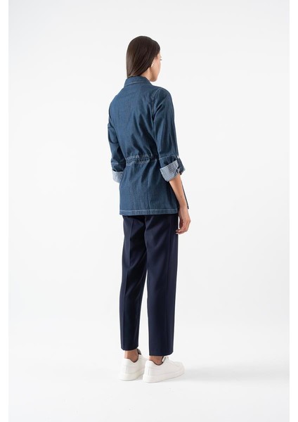 Armisda Dik Yaka Fermuarlı Çıtçıtlı Kaban Lacivert modelleri