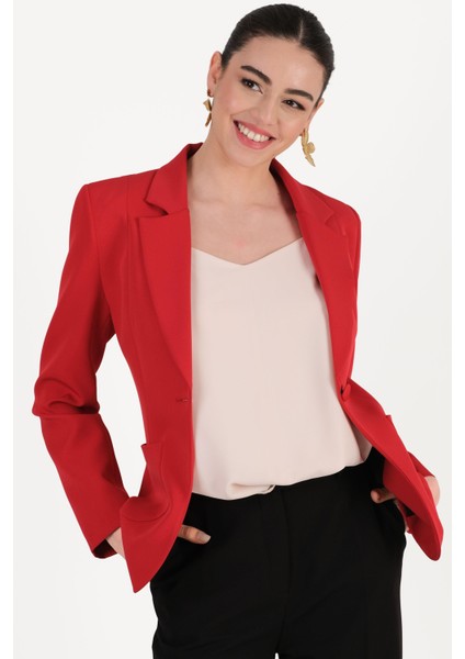 Corinta Mono Yaka Büyük Cepli Ceket Kırmızı