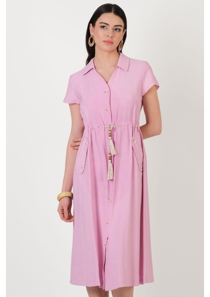 Ornaldo Gömlek Yaka Önü Boydan Düğmeli Elbise Pembe fiyatları