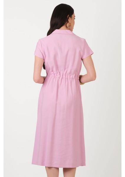 Ornaldo Gömlek Yaka Önü Boydan Düğmeli Elbise Pembe modelleri