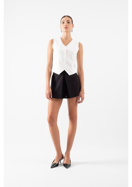 Oroveso V Yaka Flota Cepli Yelek Ekru