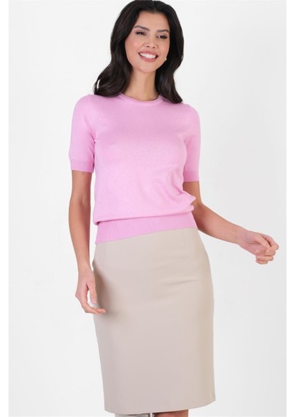 Mandy Klasik Yırtmaçlı Etek TAŞ