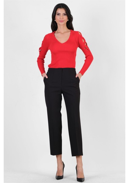 Donohoe Kemersiz Pensli Pantolon Siyah