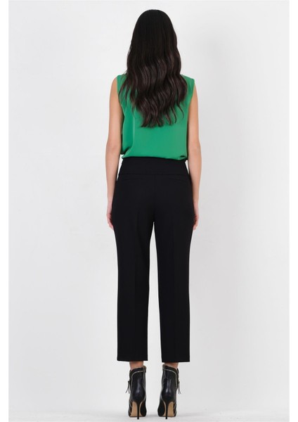 Cristano Geniş Korsajlı Yandan Fermuarlı Pantolon Siyah indirimleri