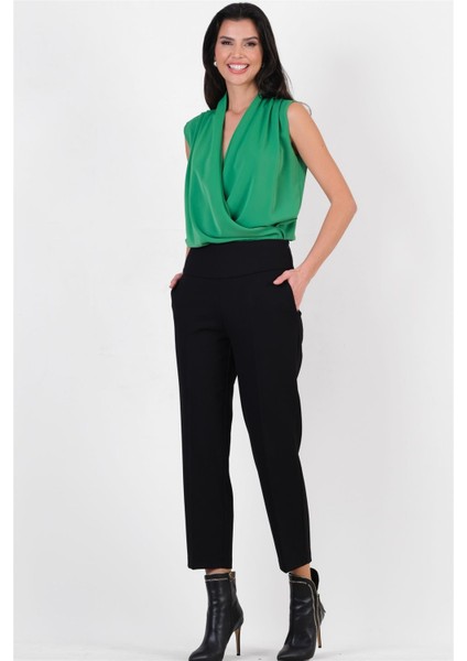 Cristano Geniş Korsajlı Yandan Fermuarlı Pantolon Siyah modelleri