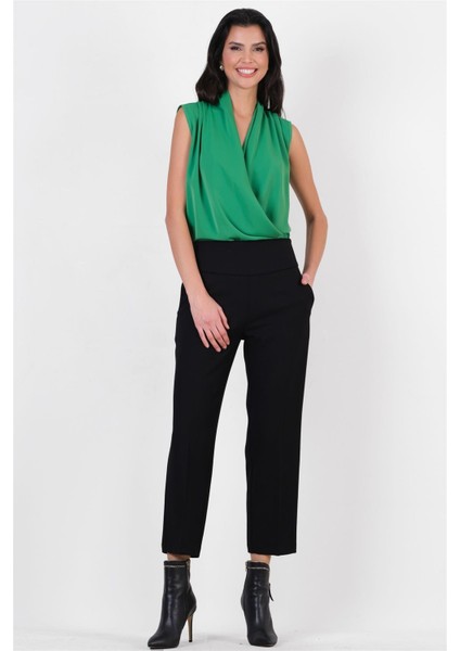 Cristano Geniş Korsajlı Yandan Fermuarlı Pantolon Siyah fırsatları