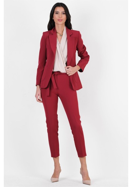 Peters Bel Kuşaklı Dar Paça Pantolon Bordo modelleri