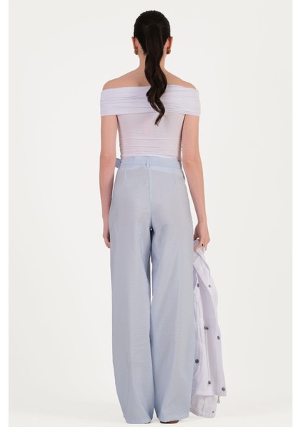 Debora Yüksek Bel Pileli Kuşaklı Pantolon Mavi modelleri