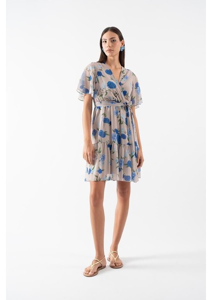 Ortesina Kruvaze Yaka Elbise Bej fiyatları