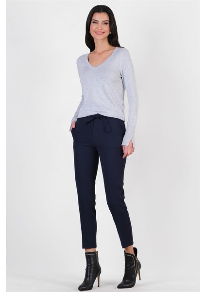 Peters Bel Kuşaklı Dar Paça Pantolon Lacivert
