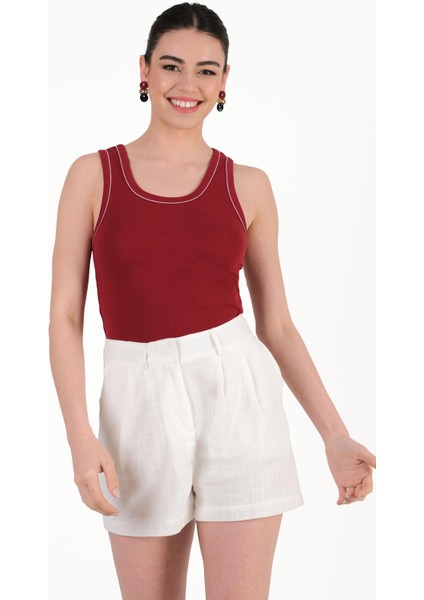 Danino Pileli Mini Şort Ekru fırsatları