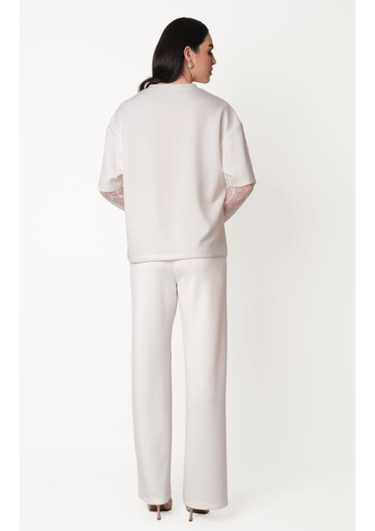 Persilio Beli Lastikli Bol Paça Pantolon Ekru modelleri