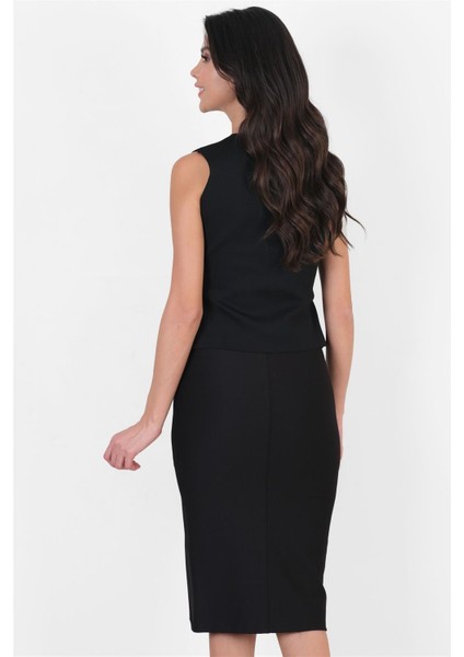 Plummer Önde Metal Fermuarlı Kalem Etek Siyah fırsatları