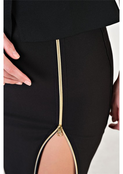 Plummer Önde Metal Fermuarlı Kalem Etek Siyah indirimleri