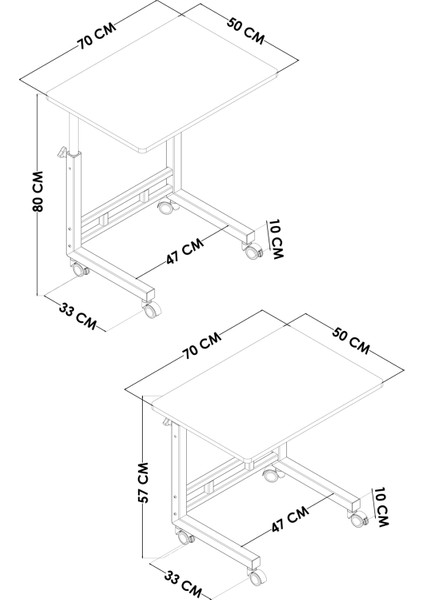 Yükseklik Ayarlı Laptop Masası - Extra Geniş Çalışma Masası - (50X70 cm Mdf Tablalı / Tekerlekli) modelleri