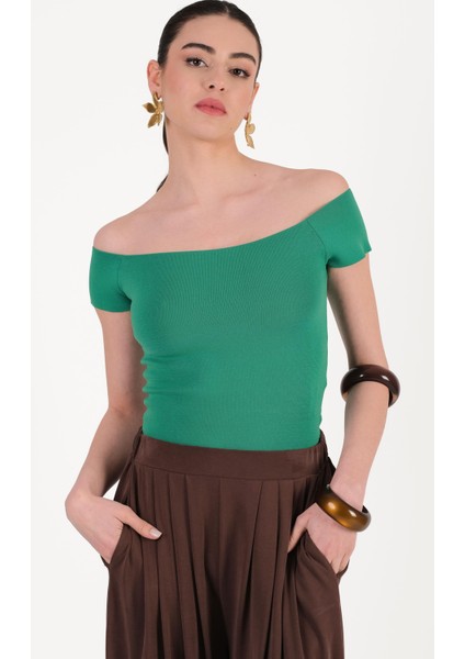 Laurentina Kayık Yaka Triko Yeşil fiyatları