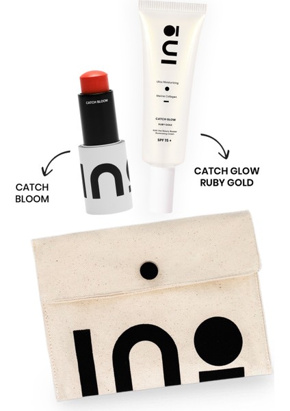 Catch Bloom Lip Cheek Stick Daylily 8,77 gr + Catch Glow Nemlendirici Krem (Altın/bronz)+ Ino Makyaj Çantası fiyatları